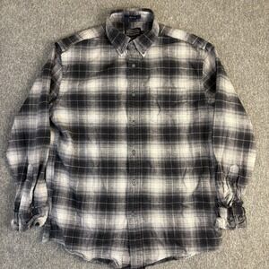 Pendleton Shirt Mens Medium Black White Plaid Flannel Mason Button‎ Down Cotton